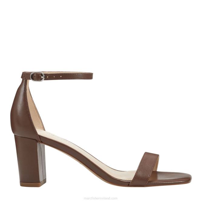 Medium Brown Leather Jaron Ankle Strap Heeled Sandal Marc Fisher Women L2XH391