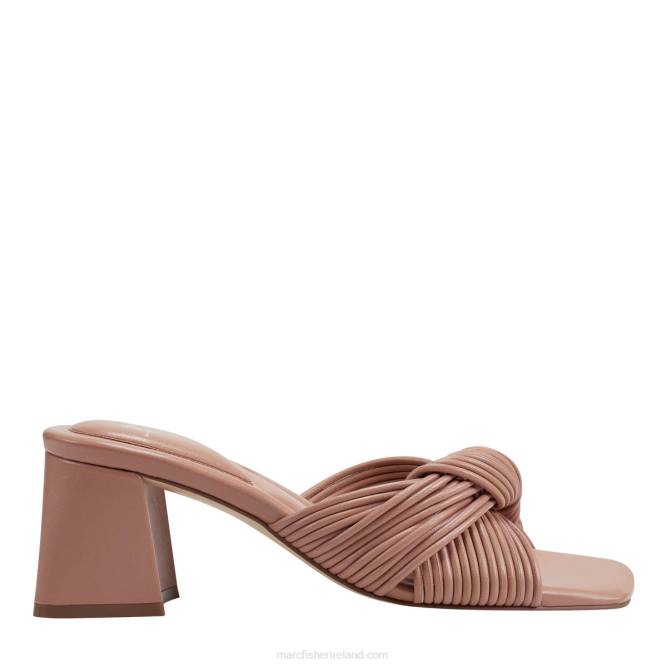 Medium Natural Leather Cherrie Heeled Slide Sandal Marc Fisher Women L2XH501