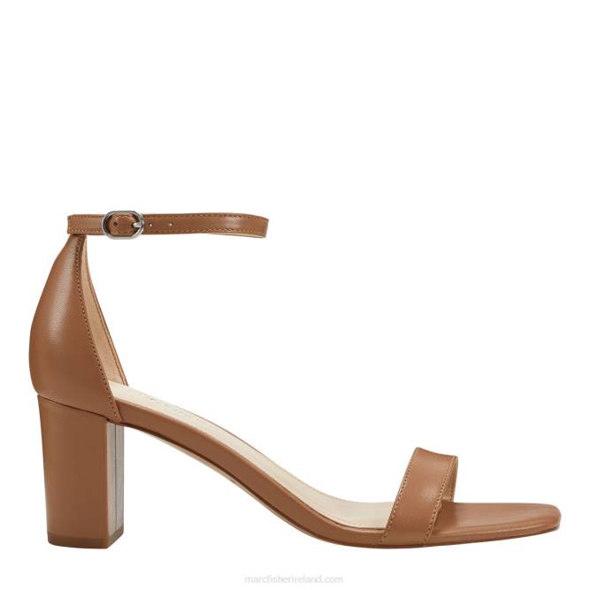 Medium Natural Leather Jaron Ankle Strap Heeled Sandal Marc Fisher Women L2XH390