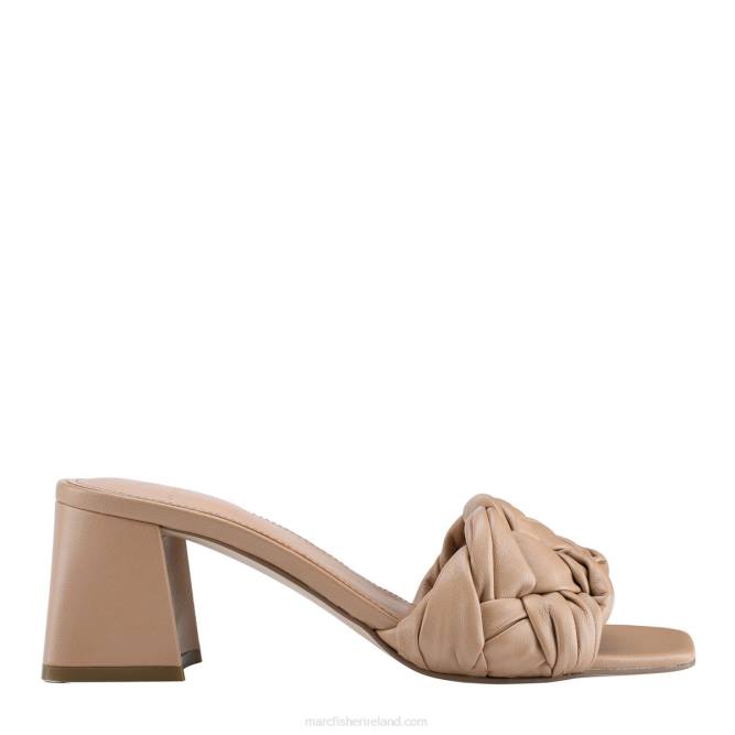 Natural Leather Cerita Block Heel Slip On Sandal Marc Fisher Women L2XH516