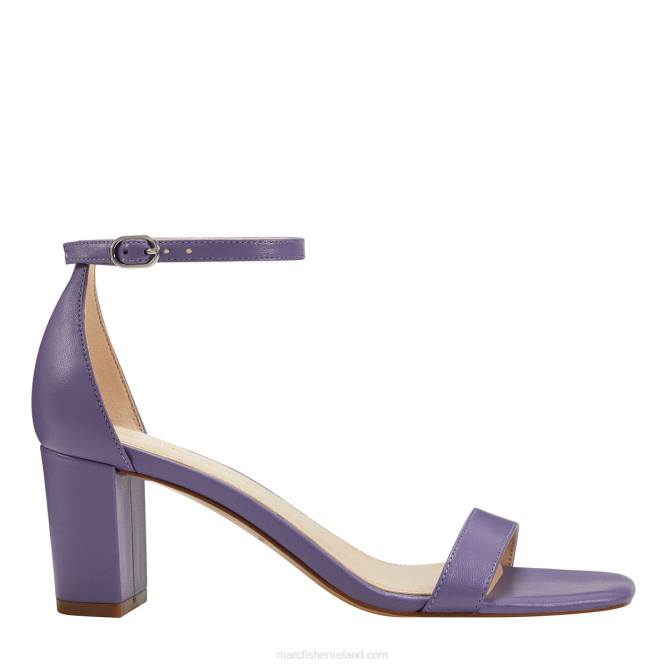 Purple Leather Jaron Ankle Strap Heeled Sandal Marc Fisher Women L2XH398