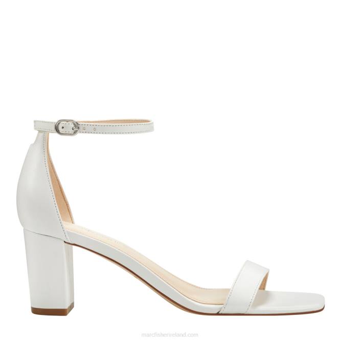 White Jaron Ankle Strap Heeled Sandal Marc Fisher Women L2XH387