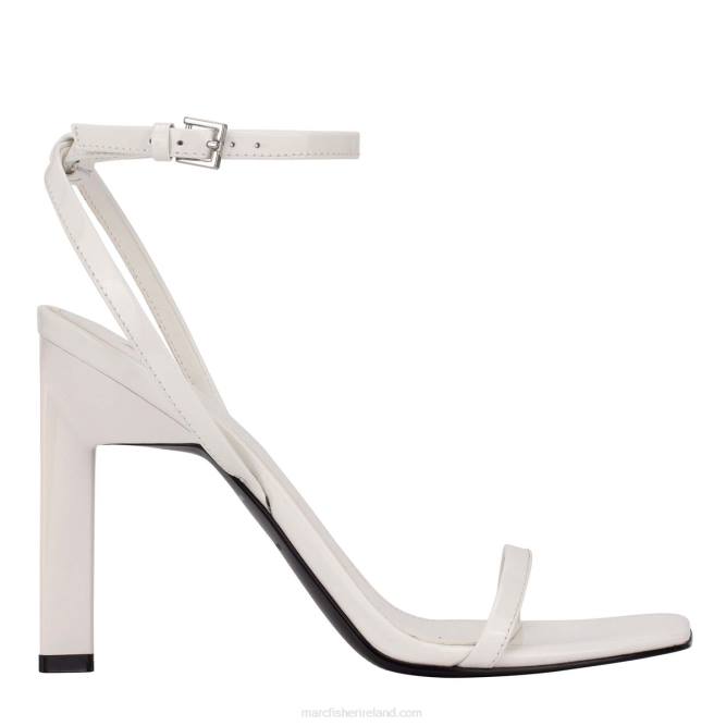 White Leather Arthur Strappy Heeled Sandal Marc Fisher Women L2XH419