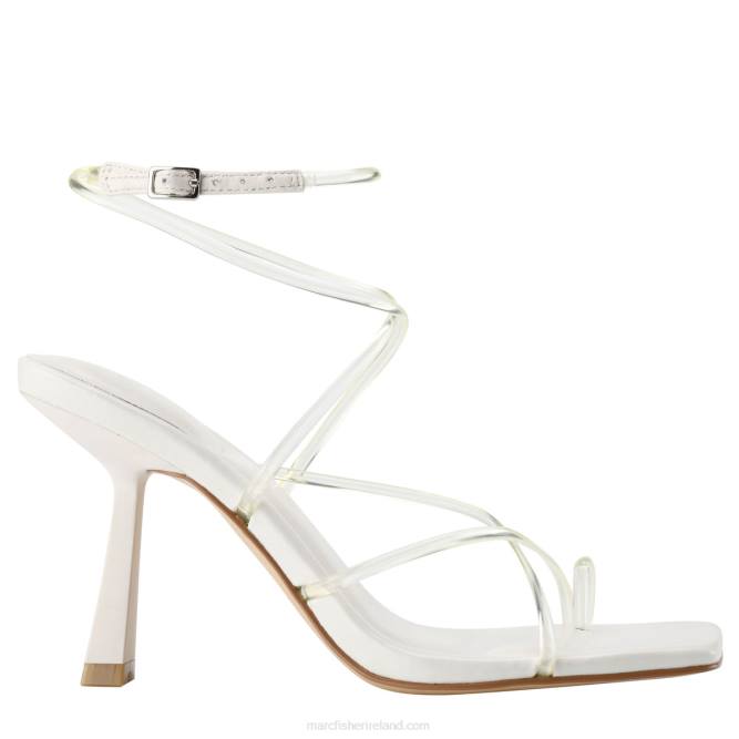 White Leather Dariana Ankle Wrap Heeled Sandal Marc Fisher Women L2XH400