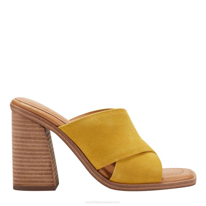 Yellow Suede Barli Heeled Slide Sandal Marc Fisher Women L2XH484